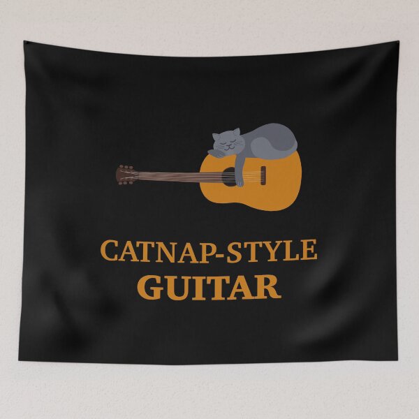Item preview, Cat on Acoustic Guitar | British Shorthair Catnap | Scottish Fold designed and sold by Fluffy-Vectors.