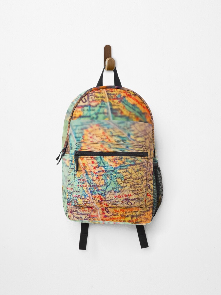 Thumbnail 1 of 3, Backpack, Map up close designed and sold by RetroRobbo.