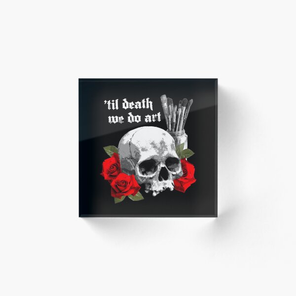 Item preview, Til Death We Do Art Human Skull with Paintbrushes designed and sold by SpreadForSatan.