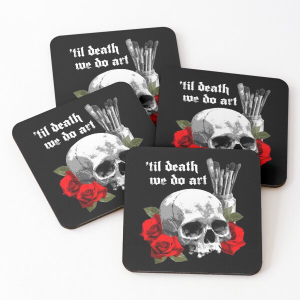 Item preview, Til Death We Do Art Human Skull with Paintbrushes designed and sold by SpreadForSatan.