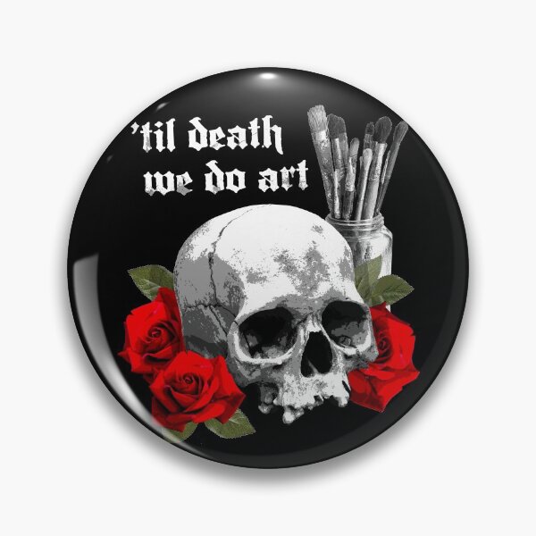 Item preview, Til Death We Do Art Human Skull with Paintbrushes designed and sold by SpreadForSatan.