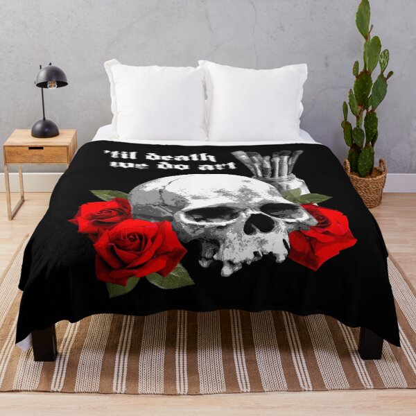 Item preview, Til Death We Do Art Human Skull with Paintbrushes designed and sold by SpreadForSatan.