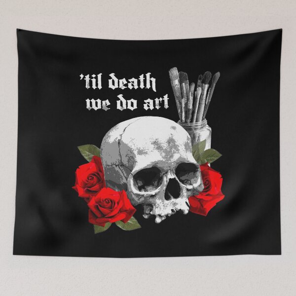 Item preview, Til Death We Do Art Human Skull with Paintbrushes designed and sold by SpreadForSatan.