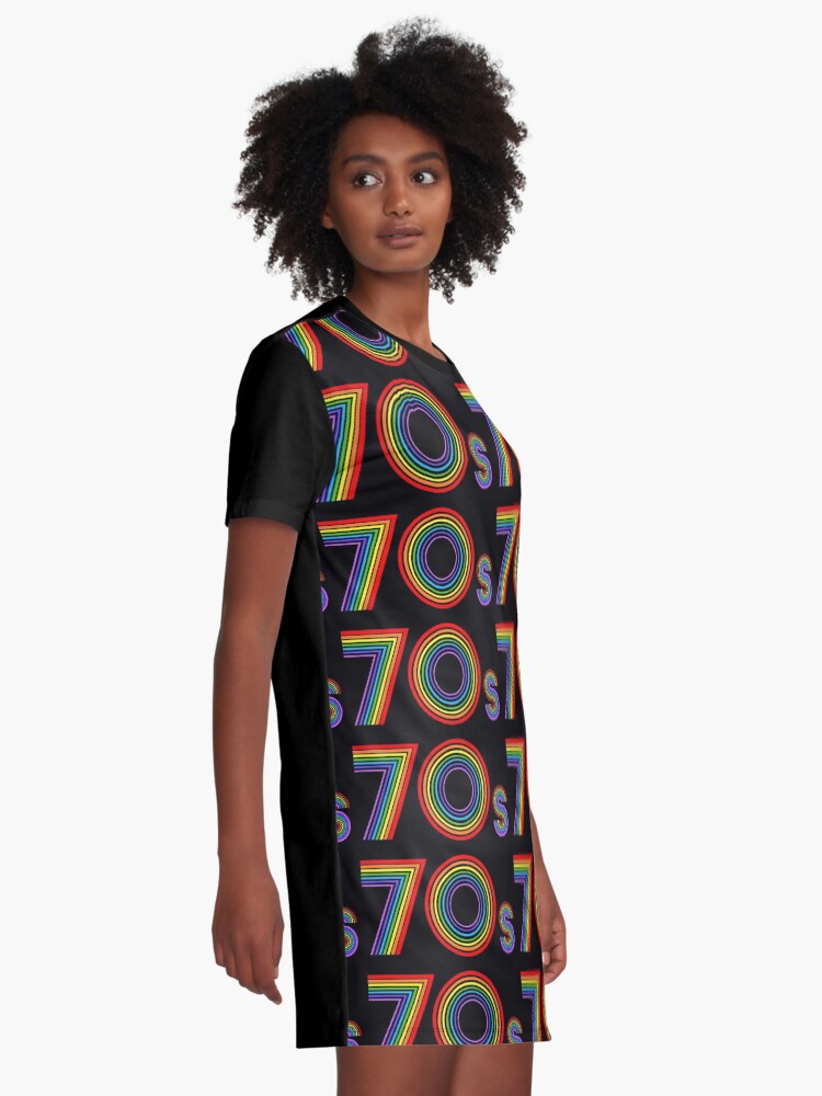 Alternate view of Disco 70s Retro Rainbow Decade Graphic T-Shirt Dress