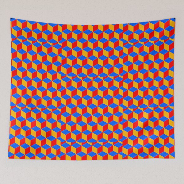 Aperçu de l'œuvre Hexagone bleu jaune rouge créée et vendue par JD369.
