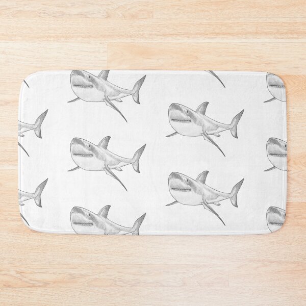 Item preview, Great White Shark II - Monochromatic Pencil Line Sketch - Drawing by MadliArt designed and sold by MadliArt.
