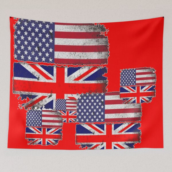 Item preview,  ARTISTIC DISTRESSED ENGLISH-AMERICAN FLAGS ABSTRACT RED ART designed and sold by sharlesart.