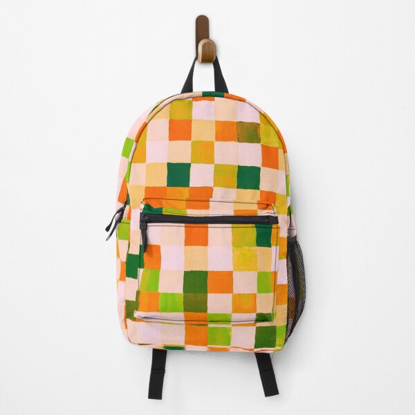 Item preview, Abstract colourful square pattern checkered design lime green orange pink designed and sold by Marilena Strambu.