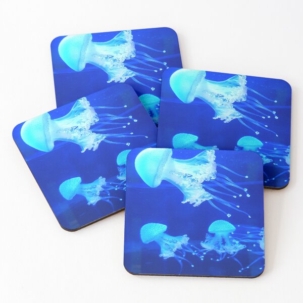 Item preview, Neon Blue Bioluminescent Jellyfish Trio designed and sold by quietmagenta.