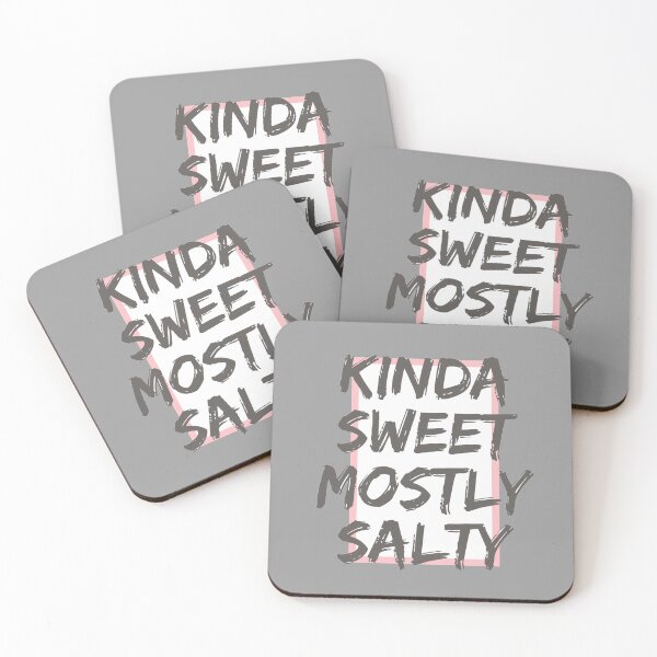 Item preview, Kinda Sweet, Mostly Salty, Text and Colour Blocking, Pink, Grey and White designed and sold by 10pmCreations.