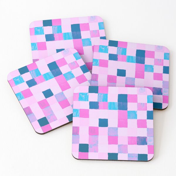 Item preview, Abstract colourful square pattern checkered design shades of pink and blue designed and sold by Marilena Strambu.