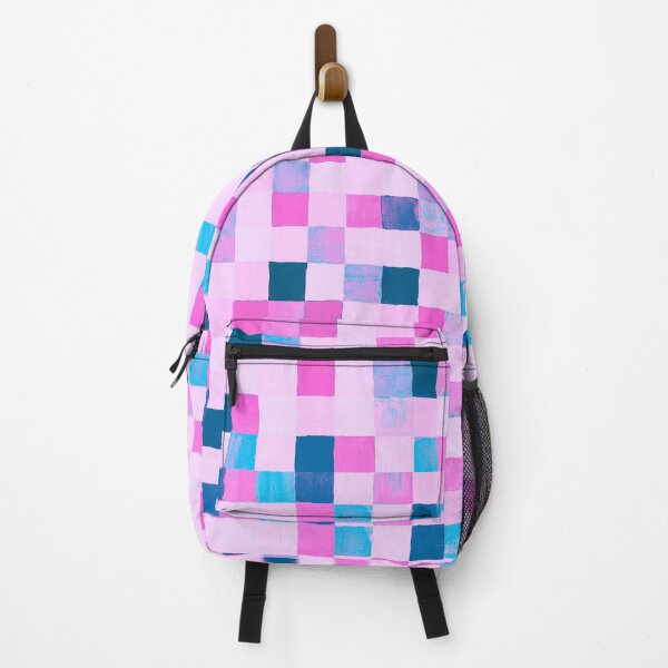 Item preview, Abstract colourful square pattern checkered design shades of pink and blue designed and sold by Marilena Strambu.