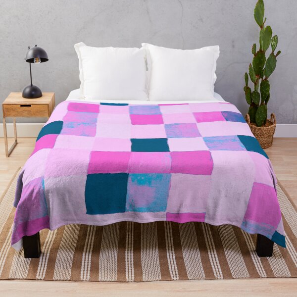 Item preview, Abstract colourful square pattern checkered design shades of pink and blue designed and sold by Marilena Strambu.