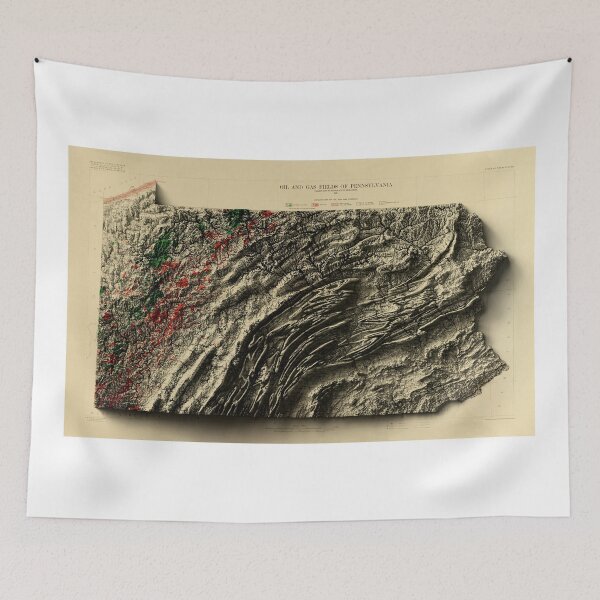 Item preview, 1921 Pennsylvania (Foggy Night) Relief Map 3D digitally-rendered designed and sold by ThinkAboutMaps.
