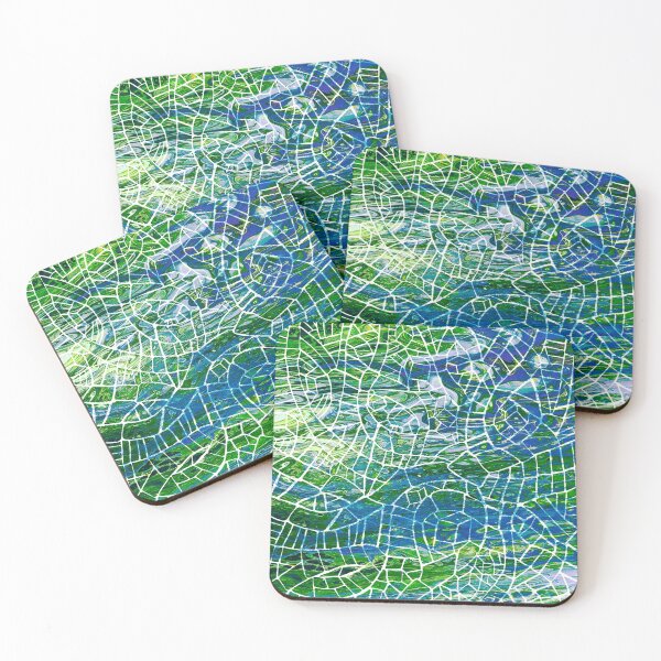 Item preview, Earthy Mosaic Madness - Paint Pour Art - Unique and Vibrant Modern Home Decor for enhancing the living room, bedroom, dorm room, office or interior. Digitally manipulated acrylic painting. designed and sold by cherdoodles.