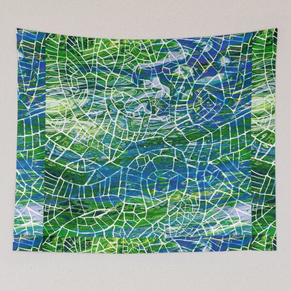 Item preview, Earthy Mosaic Madness - Paint Pour Art - Unique and Vibrant Modern Home Decor for enhancing the living room, bedroom, dorm room, office or interior. Digitally manipulated acrylic painting. designed and sold by cherdoodles.