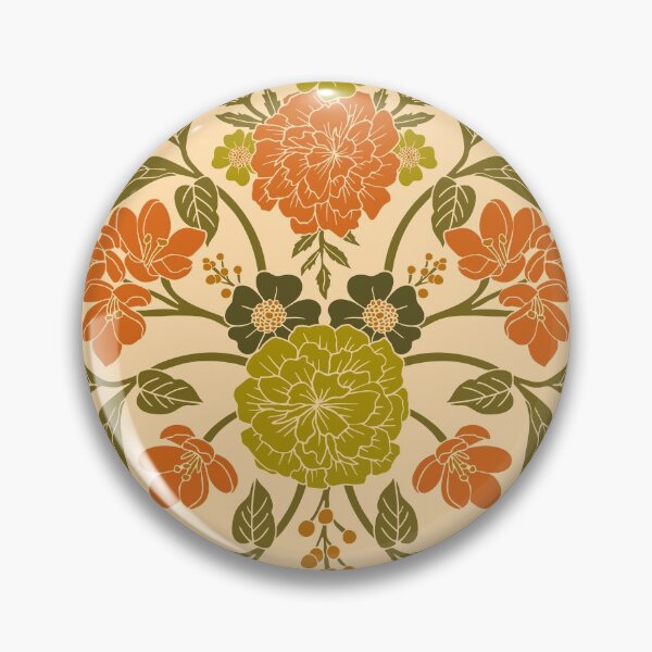 Item preview, Retro 1970s Floral in Olive Green & Orange designed and sold by somecallmebeth.