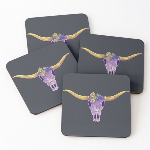 Item preview, Longhorn Skull - Yellow Rose of Texas Vintage Cartoon Cow Skull yellow roses | we're texas | we are texas designed and sold by Any Color Designs.