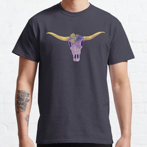 Longhorn Skull - Yellow Rose of Texas Vintage Cartoon Cow Skull yellow roses | we're texas | we are texas Classic T-Shirt