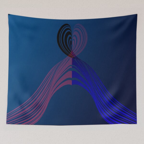 Item preview, Blue and fuchsia geometric waves designed and sold by Blacklinesw9.