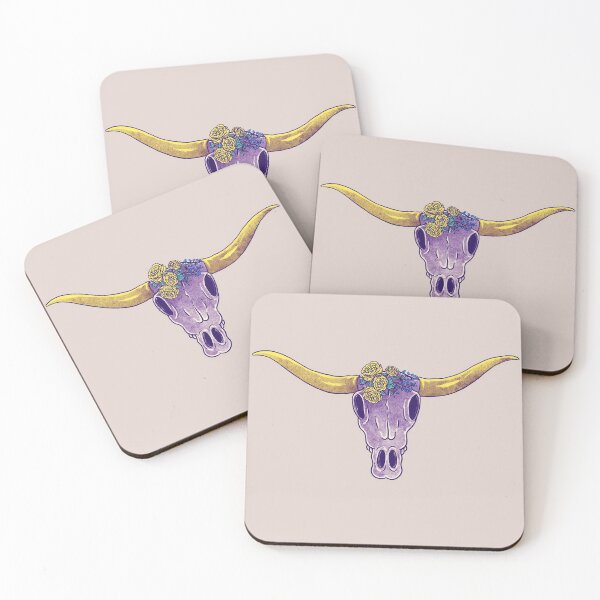 Item preview, Longhorn Skull - Yellow Rose of Texas Flowers Blue Bonnets Vintage Cartoon Cow Skull yellow roses | Vulture Culture | we're texas | we are texas designed and sold by Any Color Designs.