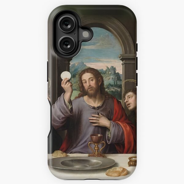 Vista previa del artículo con la obra «La Última Cena Eucaristía Comunión Santa Misa Jesús Pasión de Cristo Getsemaní Agonía en el Huerto Crucifijo Comedor Católico Restaurante Cocinero Juan de Juanes», diseñado y vendido por hispanicworld.