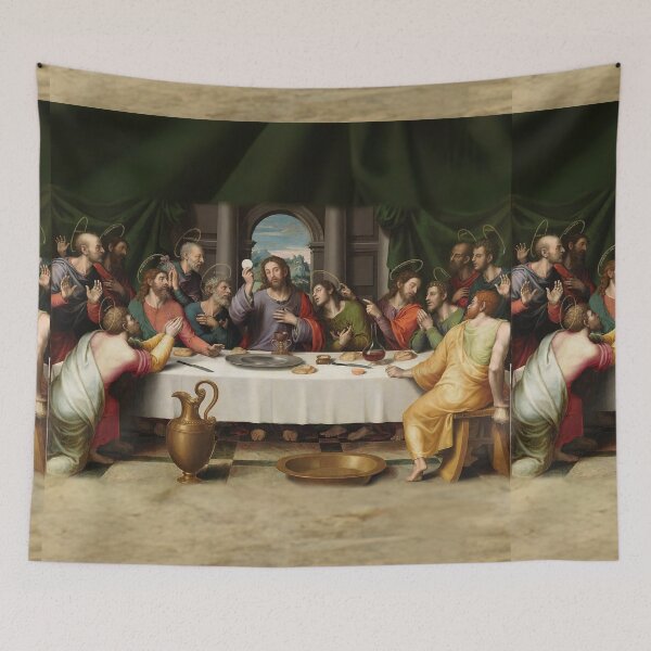 Item preview, The Last Supper Eucharist Communion Holy Mass Jesus Passion of Christ Gethsemane Agony in the Garden Crucifix Catholic Dinning Restaurant Cook Juan de Juanes designed and sold by hispanicworld.
