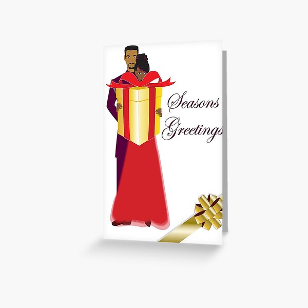 African American Couple and Christmas Gift (cm0028) Greeting Card