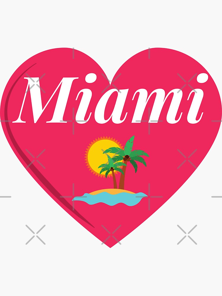 "I Love Miami Red Heart with Palm Trees" Sticker for Sale by silviaol