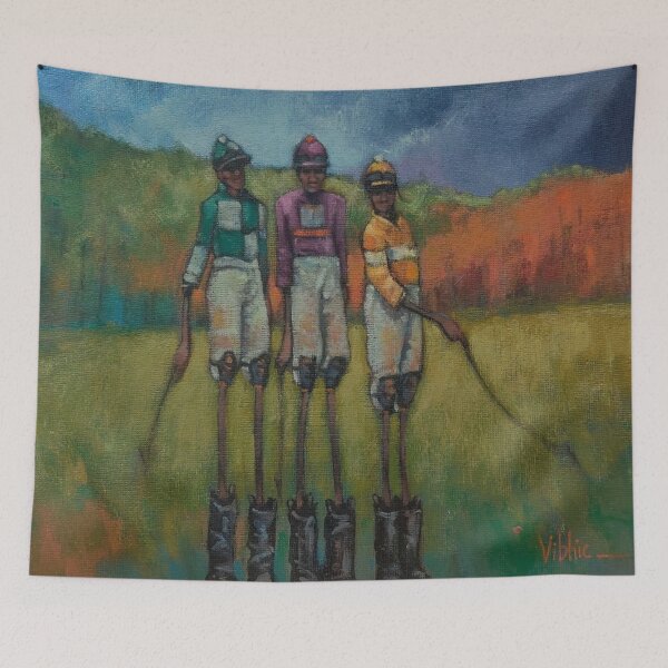 Aperçu de l'œuvre Trois jockeys de chevaux de course créée et vendue par Dennis Epperly.