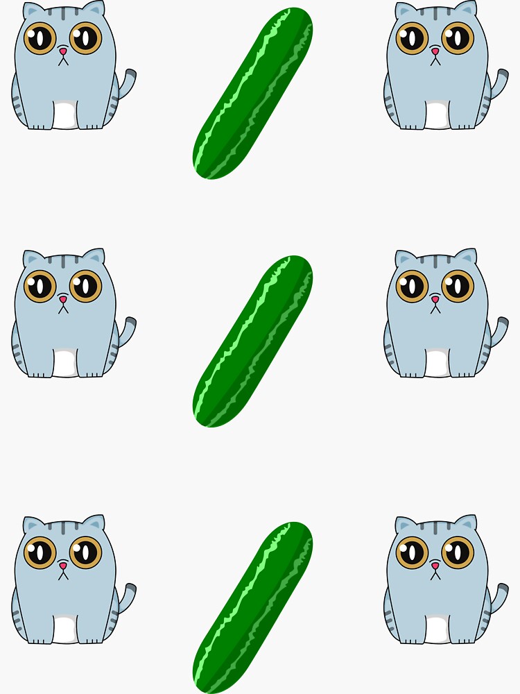 "Cats And Cucumbers Funny Meme" Sticker for Sale by onwardsupplyco