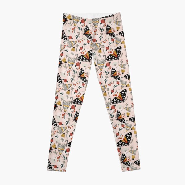Vintage Inspired Moth Butterfly on Blush Leggings