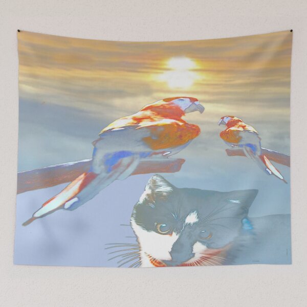 Item preview, Kitty, Parrots, Sunset designed and sold by kristalcurt.