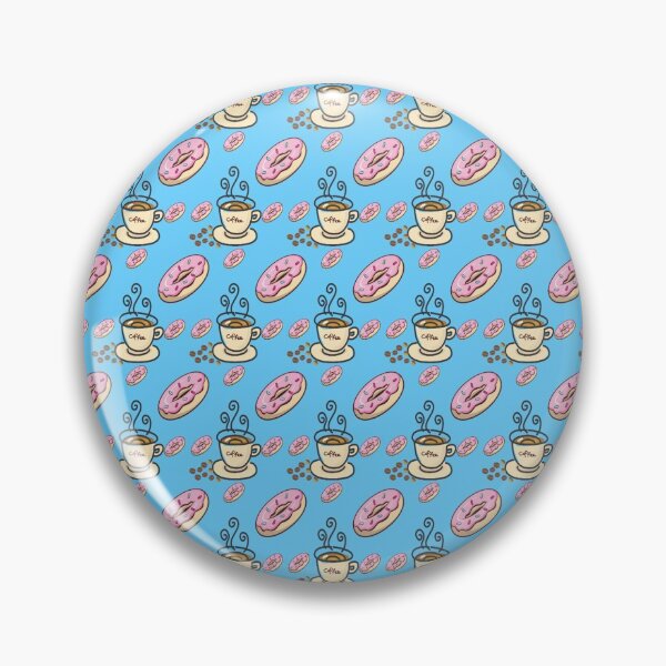 Item preview, Coffee and donut seamless pattern in blue background,   designed and sold by docferds.