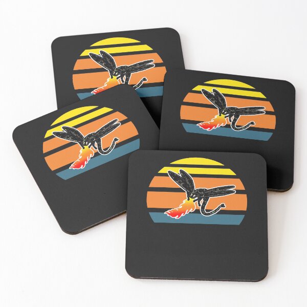 Item preview, Dragonfly Breathing Fire Vintage Sunset designed and sold by SharpThreadZ.