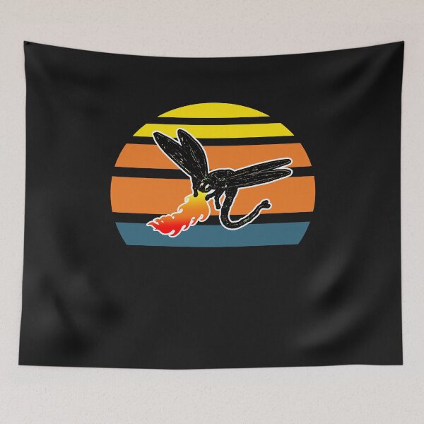 Item preview, Dragonfly Breathing Fire Vintage Sunset designed and sold by SharpThreadZ.