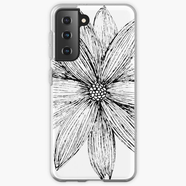Single Fower blacklined Samsung Galaxy Soft Case