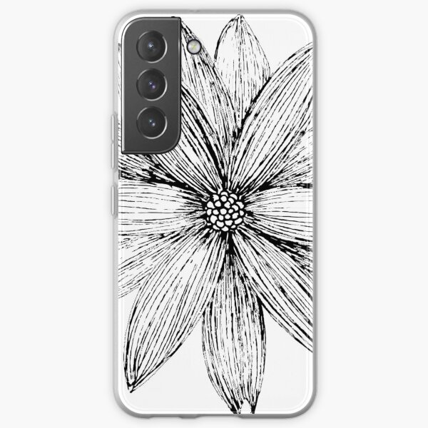 Single Fower blacklined Samsung Galaxy Soft Case