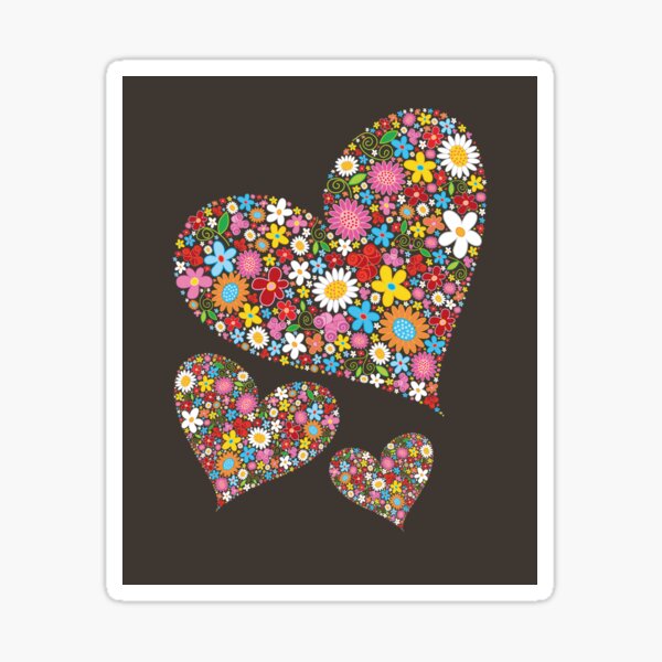Item preview, Whimsical Spring Flowers Valentine Hearts Trio © fatfatin designed and sold by fatfatin.