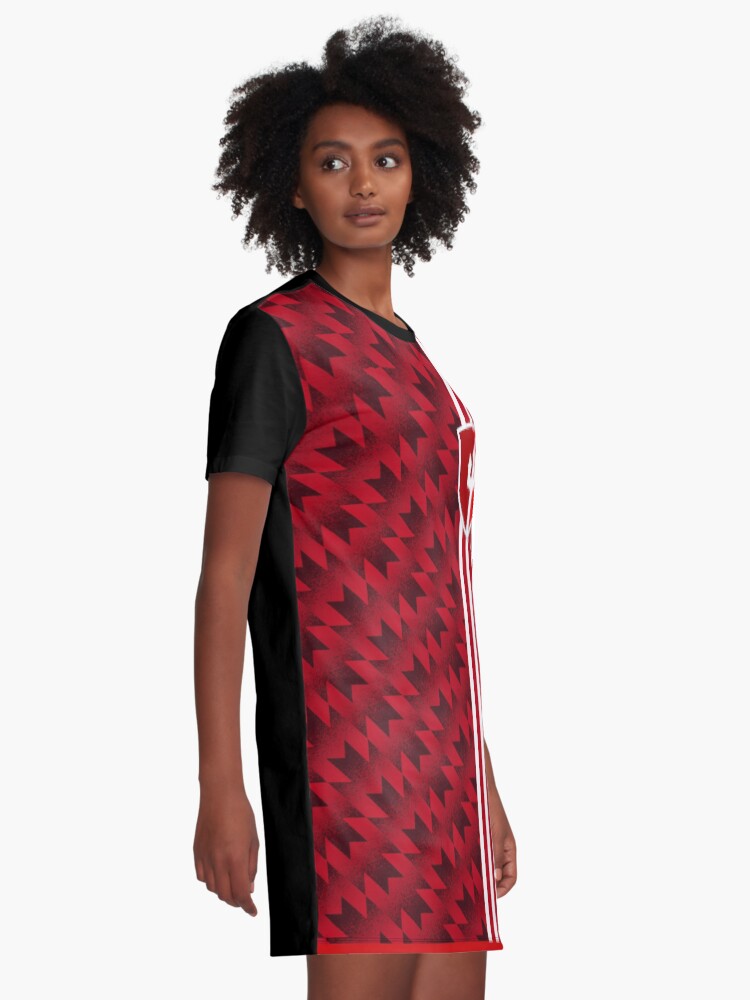 Red Version Manchester United 94 Jersey Pattern Graphic T Shirt Dress for Sale by StalkingUnited Redbubble