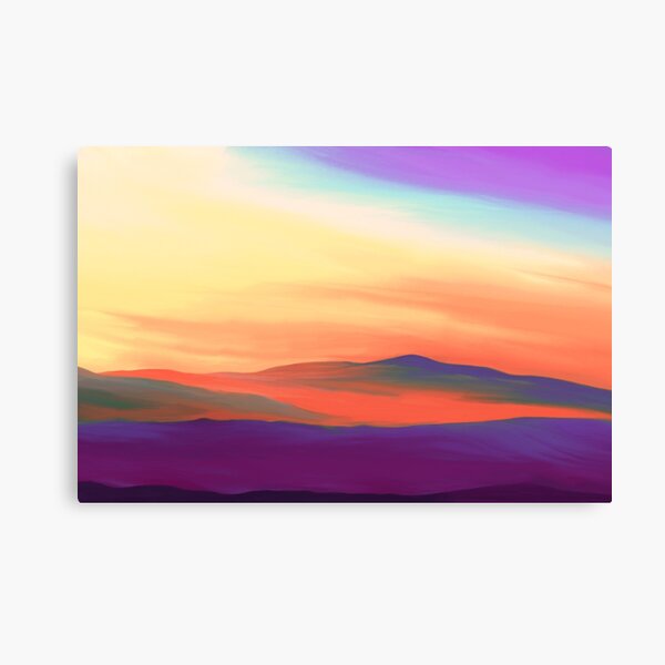 Peaceful Landscape in Purple and Yellow Colors Canvas Print