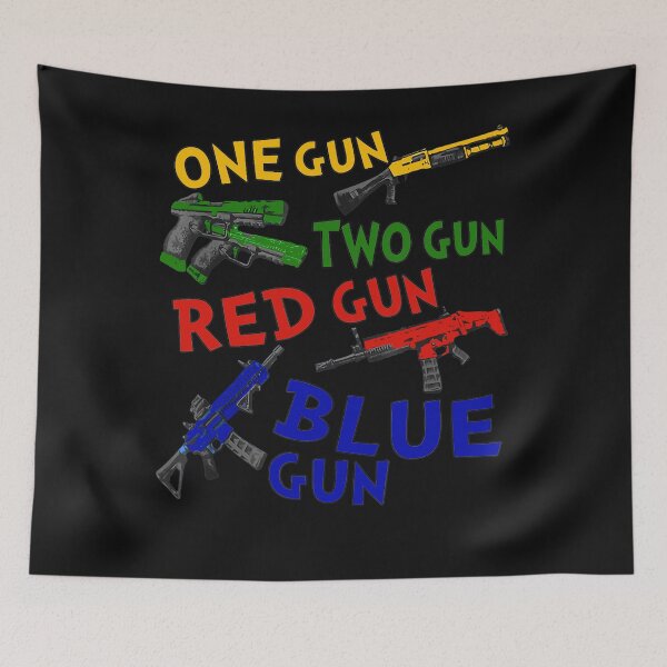 Item preview, One Gun Two Gun Red Gun Blue Gun Funny designed and sold by Raym08515.