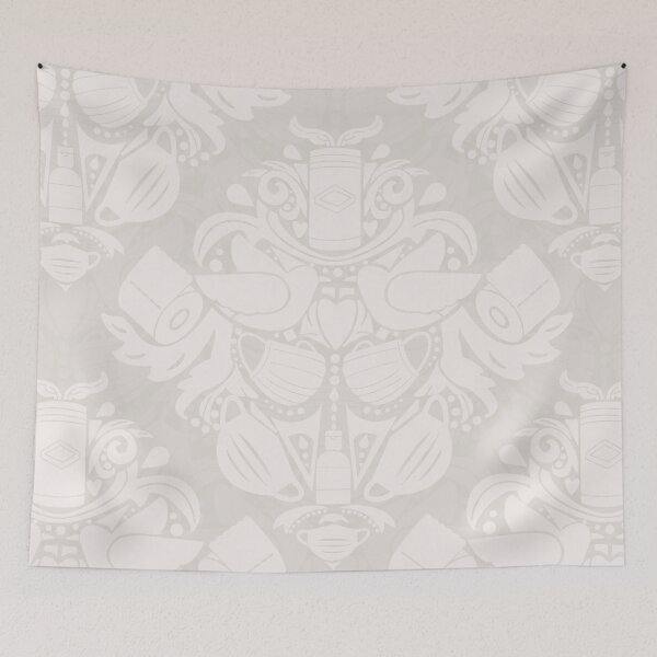 Item preview, Covid Damask - Ecru, Light on Dark designed and sold by Jasrese.