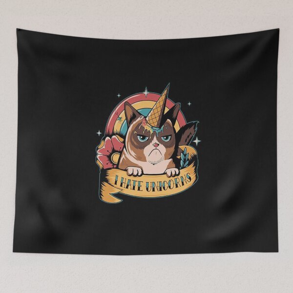 Item preview, I HATE UNICORNS CAT designed and sold by ohmysale.
