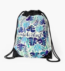 Tropical Wanderlust – Blue Drawstring Bag