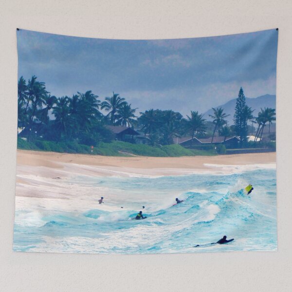 Item preview, Surfers in Strong Waves at OAHU West Shore - HAWAII designed and sold by Marina Oliveira Studio.