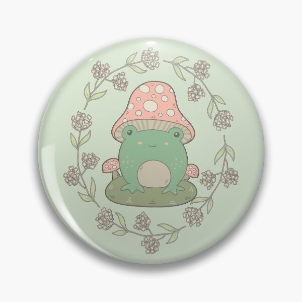 Item preview, Cute Frog With Mashroom Hat - Cottagecore Aesthetics designed and sold by GrimButterfly.