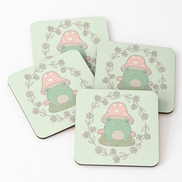 Item preview, Cute Frog With Mashroom Hat - Cottagecore Aesthetics designed and sold by GrimButterfly.