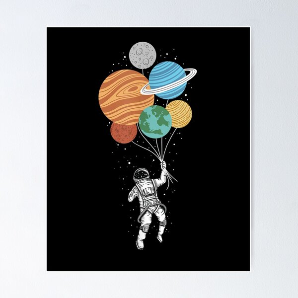Item preview, Astronaut holding Planet Balloons Solar System space designed and sold by glenn-designer.