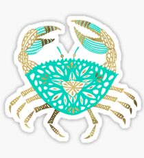 Crab – Turquoise & Gold Sticker